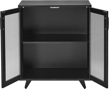 Panana Kitchen Buffet Server Table Accent Sideboard Cupboard Server Buffet Console Table with Doors Cabinet(27inch, black) - LeafyLoom