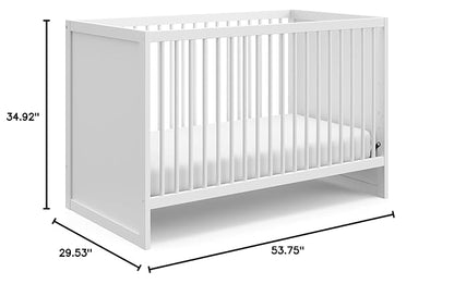 Storkcraft Calabasas 3-in-1 Convertible Crib (White) – GREENGUARD Gold Certified, Fits Standard Crib Mattress, Converts to Toddler Bed, Modern Style, Easy 30-Minute Assembly - LeafyLoom