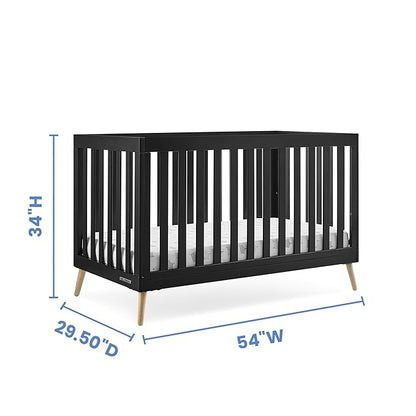 Delta Children Essex 4-in-1 Convertible Baby Crib, Ebony with Natural Legs - LeafyLoom