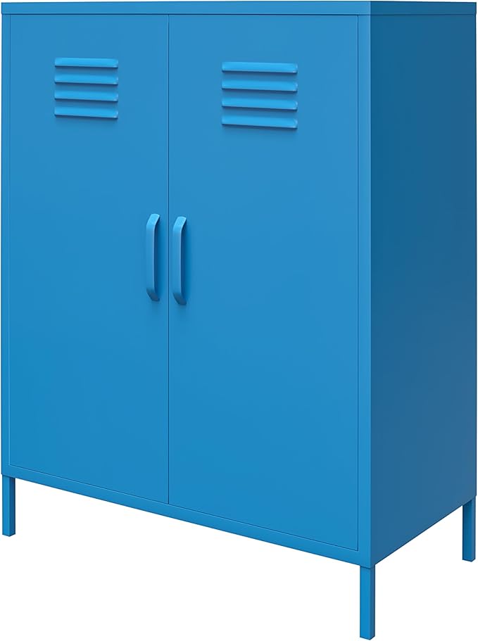 Novogratz Cache 2 Door Metal Locker Storage, Blue Cabinet - LeafyLoom