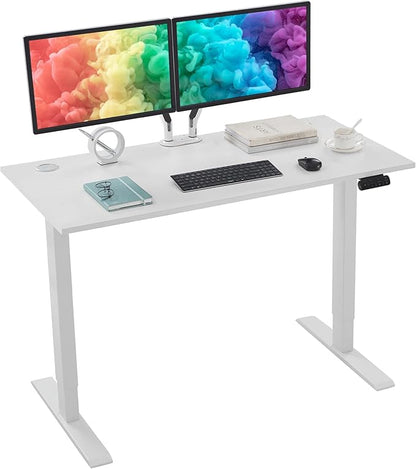 Sunon Sit Laptop Computer Writing Workstations with 3 Pre-Set and USB Port 48" for Home Office Smart Advanced Standing Desk, White - LeafyLoom