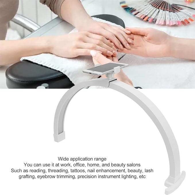 Dpofirs 20 Inch Lash Light, LED Half Moon Nail Desk Lamp, U Shaped Fill Light Floor Lamp, Half Moon Light Nail Lamp for Desk, Lash Tech Light, Manicure Led Light for Beauty Skincare (US - LeafyLoom