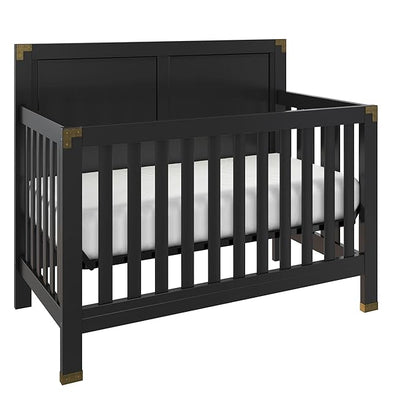 Baby Relax Miles 5-in-1 Convertible Crib, Solid Pine Wood, Black - LeafyLoom