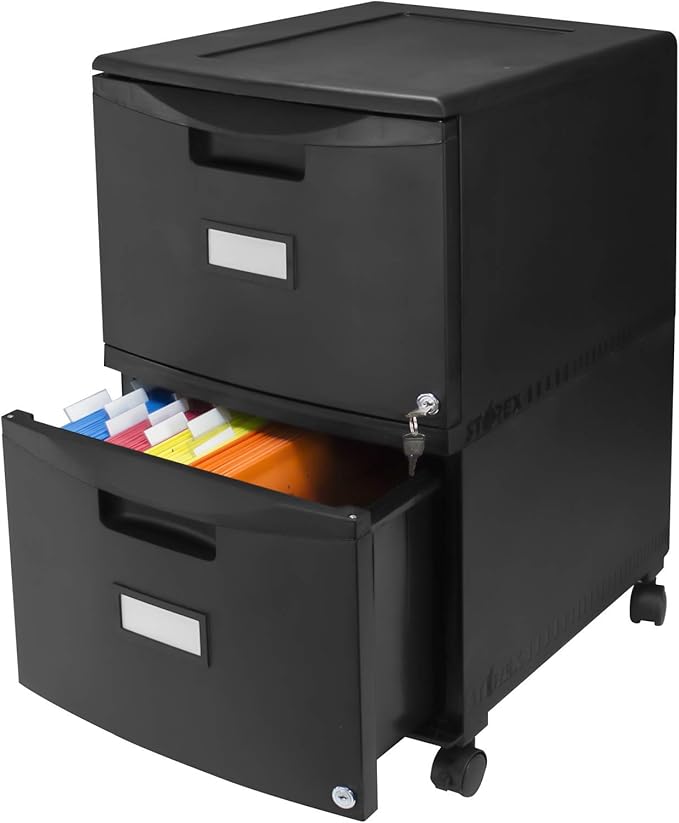 Storex 61312A01C File Cabinet, 1-Pack, Black - LeafyLoom