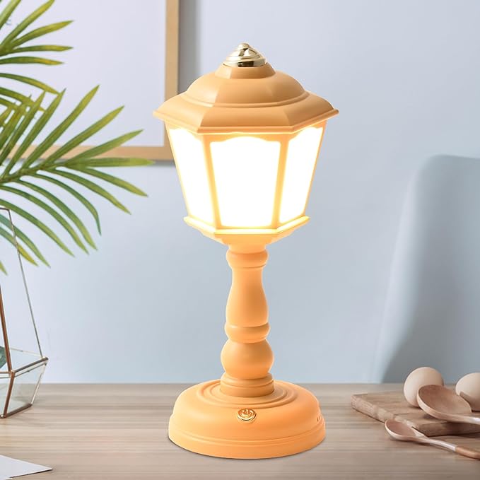 Mini Desk lamp Vintage, LED Desk Lamp Dimmable Table Lamp Reading Lamp with USB Charging Port, Sensitive Control, Eye-Caring Office Lamp,Very Beautiful Decorative Desk lamp (Yellow) - LeafyLoom