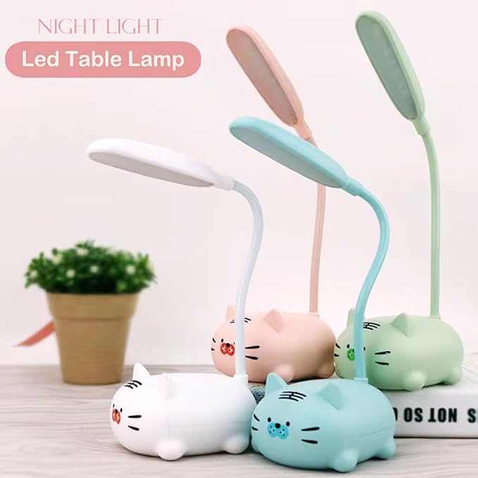 Kids Lamp, Cute LED Desk Lamp for Kids, Mini Animal Night Light, USB Rechargeable Flexible Cartoon Lamp Eye-Care Lighting for Bedroom (Tiger G, White) - LeafyLoom