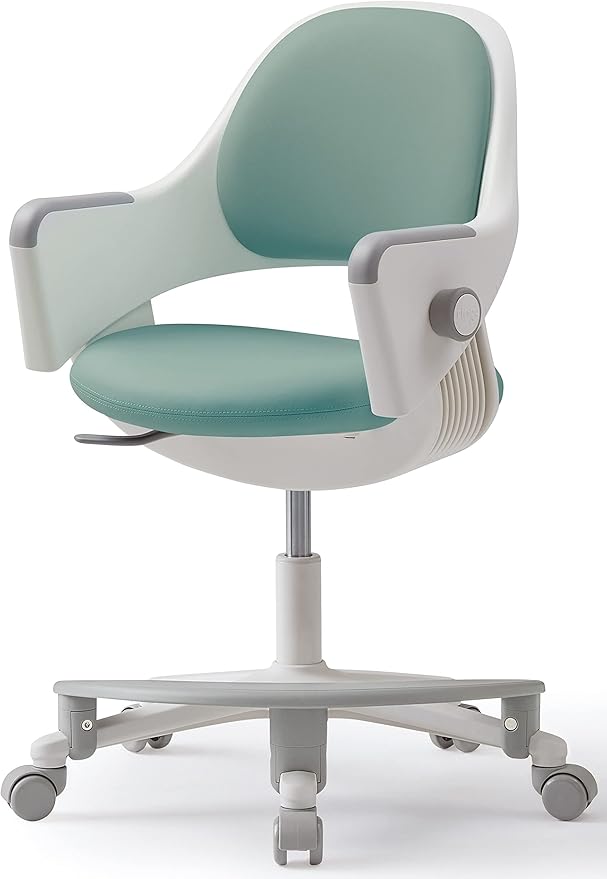 SIDIZ ringo Kids Desk Chair : Ergonomic Kids Chair with Footrest, 4-Step Growing Function, Adjustable Seat Height, Sit-Locking Casters, Swivel Type Kids Chair (Mint Green Chair) - LeafyLoom