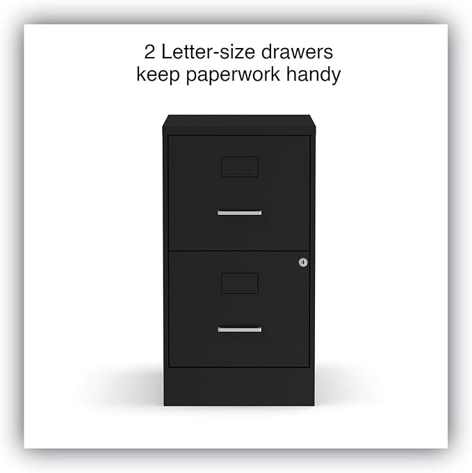 Alera 2806262 14 in. x 18 in. x 24.1 in. Soho 2-Drawer Vertical Letter File Cabinet - Black - LeafyLoom