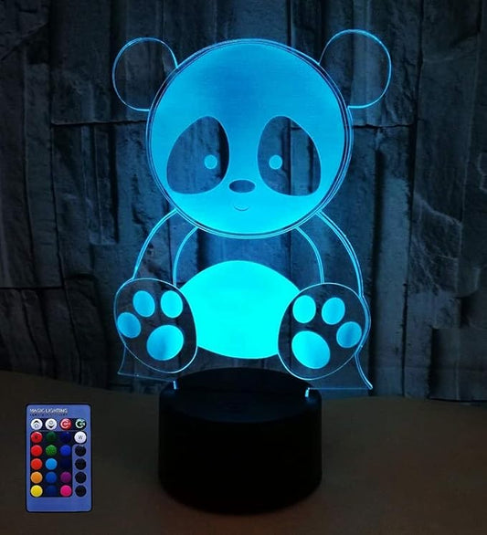 3D Panda Night Light Illusion Lamp 7/16 Color Change LED Lamp USB Powered Touch Switch Remote Control Gift Kids Toys Decor Decorations Christmas Valentines Gift - LeafyLoom