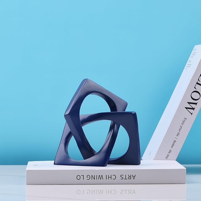 DOVDOV Geometric cube blue knot decorations, geometric sculptures, modern home decorations for home decor accents, dining tables, bookcases, consoles, entryway tabletop centrepieces - LeafyLoom