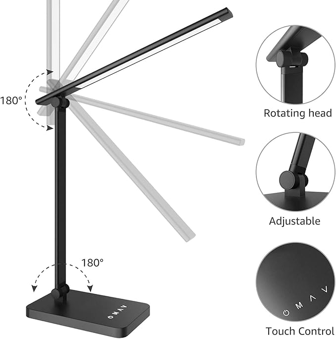 Foldable Desk Light Reading Lamp 5-Color Eye Protection Study Lamp Dimmable Eye Caring Reading Desk Light Aluminum Alloy Desk Lamps Auto Timer LED Lamp - LeafyLoom