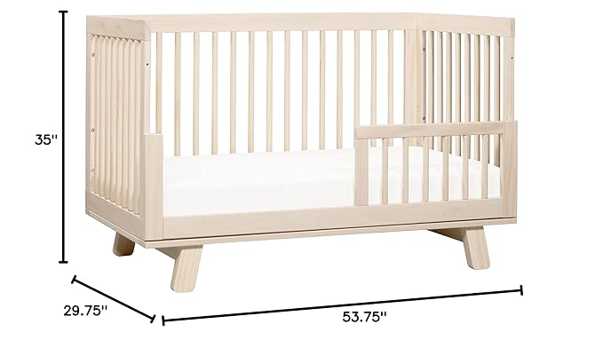 Babyletto Hudson 3-in-1 Convertible Crib with Toddler Bed Conversion Kit in Washed Natural, Greenguard Gold Certified - LeafyLoom