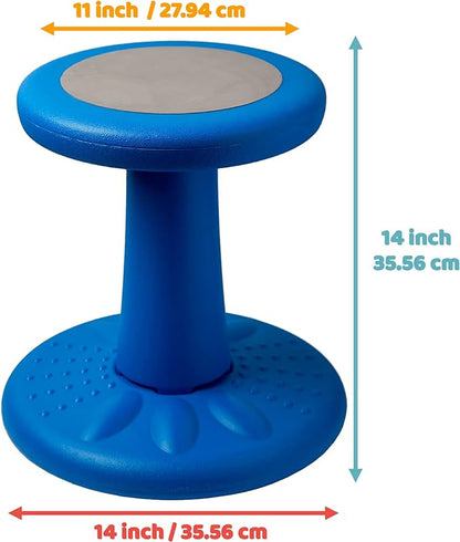 Studico ActiveChairs Kids Wobble Stool, Flexible Seating for Preschool & Elementary Classrooms, Improves Focus, Posture & ADHD/ADD, 14" Active Desk Chairs, Ages 3-7, Blue - LeafyLoom