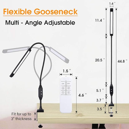 KEDSUM LED Desk Lamp with Clamp, Flexible Gooseneck Clamp Lamp with Touch & Remote Control, 10W Eye-Care Architect Desk Lamp for Office/Home, with 5 Color Modes, 5-Level Brightness & Memory Function - LeafyLoom