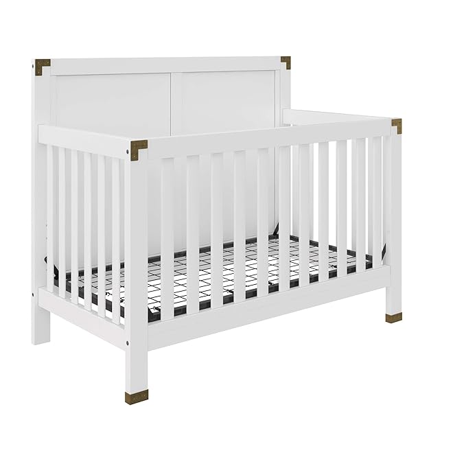 Baby Relax Miles 5-in-1 Convertible Crib, Nursery Furniture, Classic White - LeafyLoom