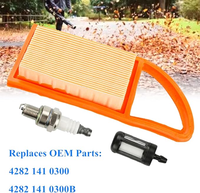 Air Filter With Fuel Filter Spark Plug for Stihl BR500 BR550 BR600 Backpack Blowers, Replaces 4282 141 0300, 4282 141 0300B - LeafyLoom