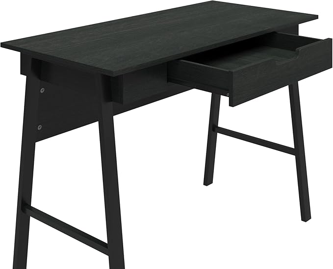 Ameriwood Home Oxford Computer Desk with Drawer, Black Oak - LeafyLoom