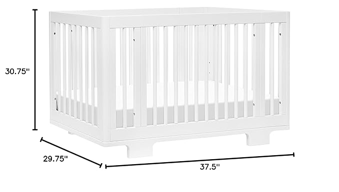 Babyletto Yuzu Convertible All-Stages Bassinet, Midi, Full-Size Crib in White, Greenguard Gold Certified, Portable & Adjustable with Conversion Kits and Pads Included - LeafyLoom