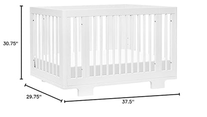 Babyletto Yuzu Convertible All-Stages Bassinet, Midi, Full-Size Crib in White, Greenguard Gold Certified, Portable & Adjustable with Conversion Kits and Pads Included - LeafyLoom