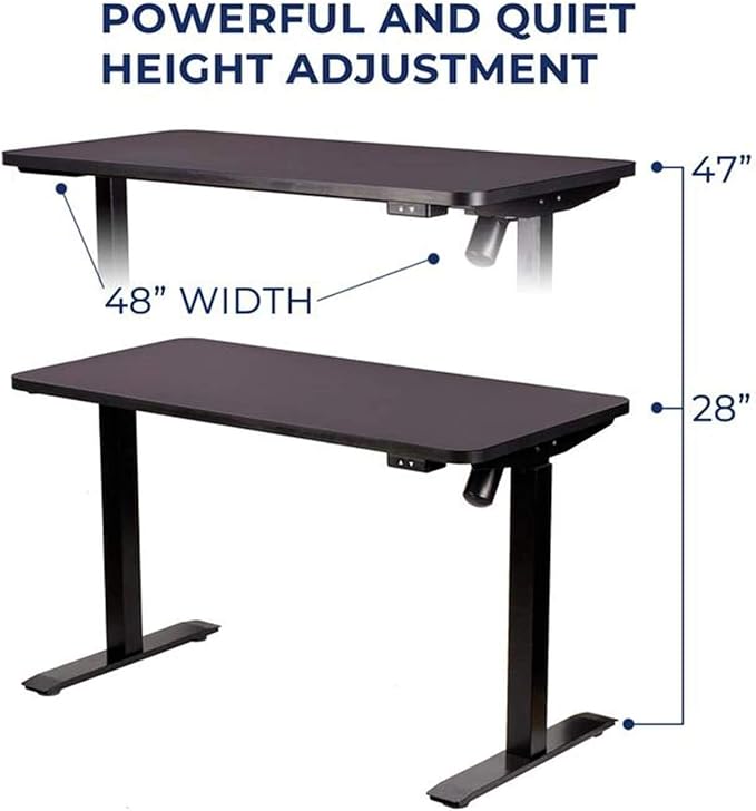 AVIX Whole Piece Electric Standing Desk, 48 x 24 Inches Height Adjustable Desk, Sit Stand Desk Home Office Desks, Black - LeafyLoom