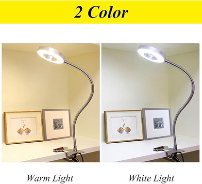 7W Clip on Light, LED Clip On Lamp, USB Reading Book Light, Bed Lamp,Desk lamp, Warm Light and White Light - LeafyLoom