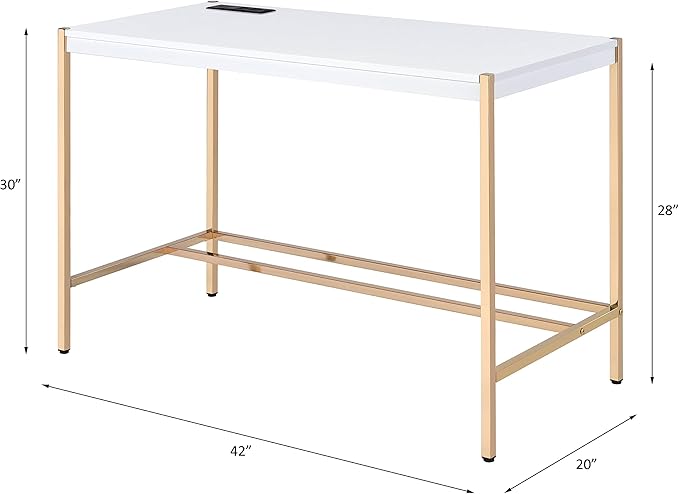 NicBex Laik-DW-00067-DX Desks, 42" W x 20" D x 30" H, White - LeafyLoom