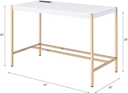 NicBex Laik-DW-00067-DX Desks, 42" W x 20" D x 30" H, White - LeafyLoom