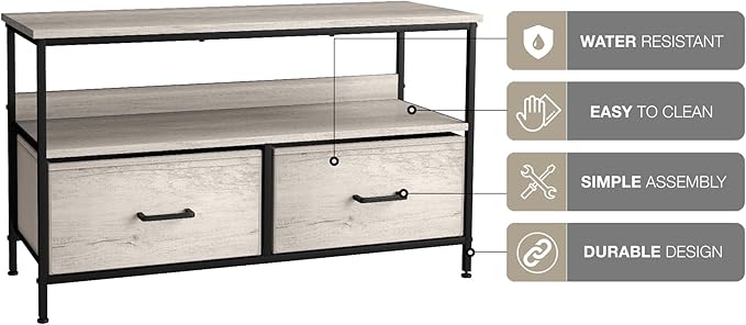 Sorbus TV Stand Dresser with 2 Drawers - Television Riser Chest with Storage - Bedroom, Living Room, Closet, & Dorm Furniture - LeafyLoom