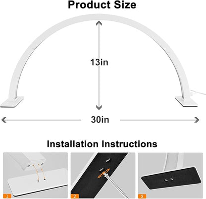 LED Half Moon Light for Nail 3000-6000k 45w 30in Desk lamp lash lamp for lash Extension Led Light for Nails tech, Stepless Dimming（2520 LM） - LeafyLoom
