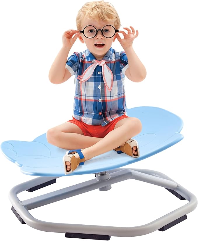 Autism Kids 360° Spinning Swivel Chair.Spinning Chair for Kids Sensory, Kids Swivel Chair Sensory, Sensory Toy Chair, Carousel Spin Sensory Chair, Training Body Coordination (Sky blue) - LeafyLoom