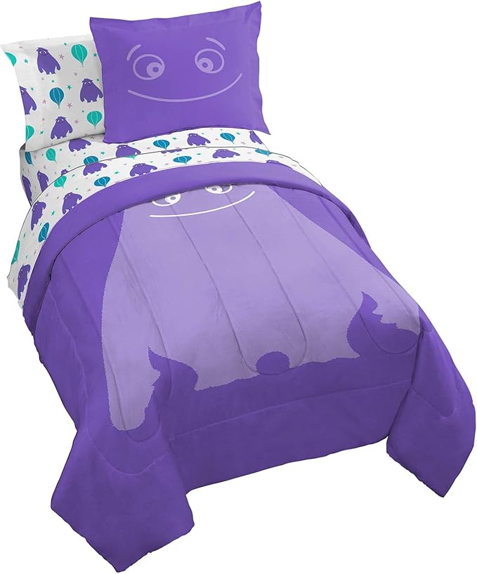 IF Imaginary Friends Twin Comforter Set - Purple 5 Piece Bed Set includes Sheet Set & Pillow Covers - Super Soft Kids Bedding Features Blue - LeafyLoom