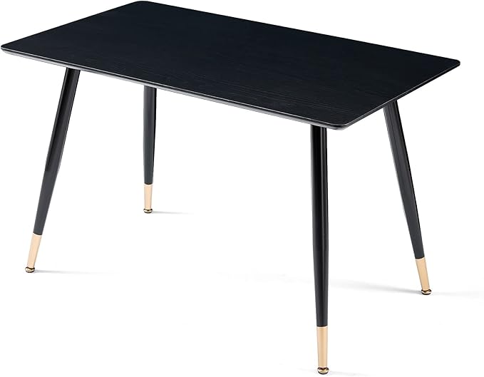 NicBex 47.24Inch Rectangular Dining Table,Modern Minimalist Kitchen Table with Black MDF Legs for 4 to 6,Writing Table Desk,Dining Room Table for Kitchen,Meeting Room and Living Room,Antique Black - LeafyLoom