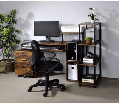 Acme Lyphre Wooden Top Computer Desk in Weathered Oak and Black - LeafyLoom