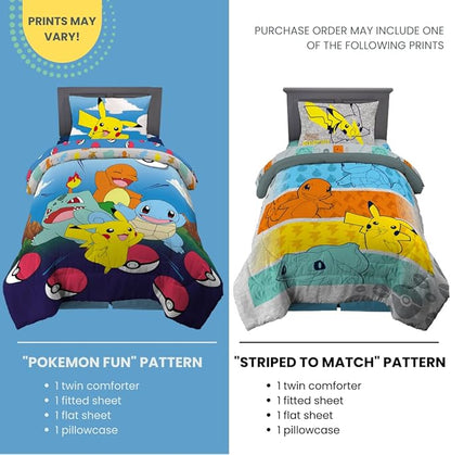 Franco Kids Bedding Super Soft Comforter and Sheet Set, 4 Piece Twin Size, Pokemon (Prints May vary) - LeafyLoom