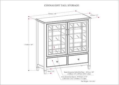 SIMPLIHOME Connaught Low Storage Cabinet, 46 inch, Black - LeafyLoom