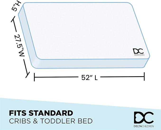 Delta Children Heartland 4-in-1 Convertible Crib, Grey + Delta Children Twinkle Galaxy Dual Sided Recycled Fiber Core Crib and Toddler Mattress (Bundle) - LeafyLoom