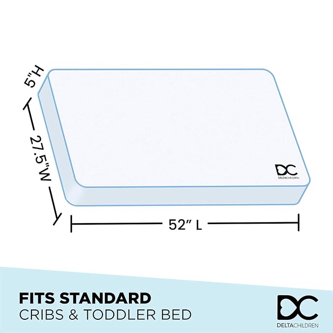 Delta Children Essex 4-in-1 Convertible Baby Crib, Bianca White with Natural Legs + Delta Children Twinkle Galaxy Dual Sided Recycled Fiber Core Crib and Toddler Mattress (Bundle) - LeafyLoom