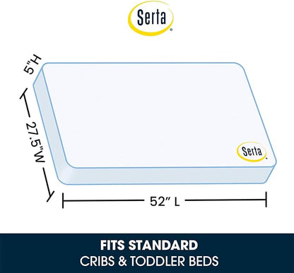 Delta Children Heartland 4-in-1 Convertible Crib Infant Changing Table with Pad + Serta Perfect Start Crib Mattress, Grey - LeafyLoom