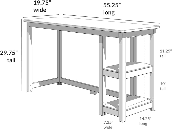 Max & Lily Solid Wood Desk With Shelves, 55 Inches, Espresso - LeafyLoom