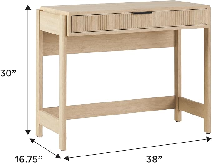 Walker Edison Office Writing and Computer Desk Spacious Desktop, Complementary in Living Spaces, 38 Inch, Reeded Coastal Oak - LeafyLoom