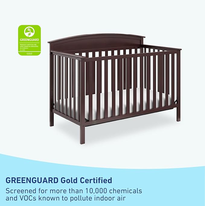 Graco Benton 5-in-1 Convertible Crib (Espresso) – GREENGUARD Gold Certified, Converts from Baby Crib to Toddler Bed, Daybed and Full-Size Bed, Fits Standard Full-Size Crib Mattress - LeafyLoom