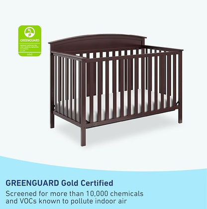 Graco Benton 5-in-1 Convertible Crib (Espresso) – GREENGUARD Gold Certified, Converts from Baby Crib to Toddler Bed, Daybed and Full-Size Bed, Fits Standard Full-Size Crib Mattress - LeafyLoom