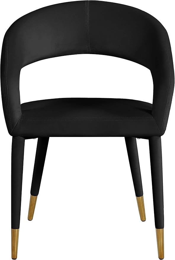 Meridian Furniture Destiny Collection Modern | Contemporary Velvet Upholstered Rounded Back Dining Chair, 23" W x 23" D x 31.5" H, Black - LeafyLoom