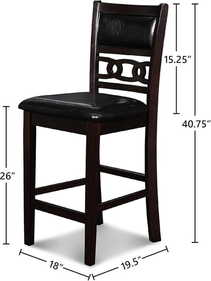 New Classic Furniture Gia Counter Dining Chair (Set of Six), Black PU Upholstered Seat & Back Rest, Ebony - LeafyLoom