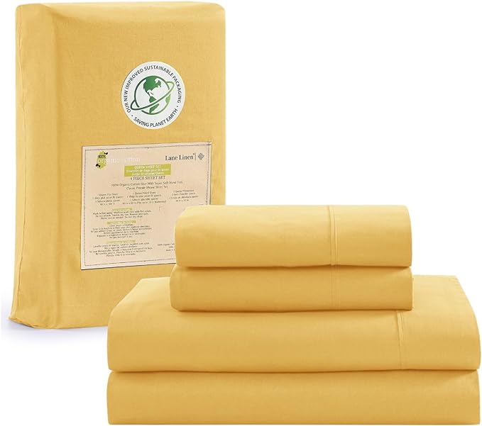 LANE LINEN 100% Organic Cotton Twin XL Sheets Set, 3-Piece Pure Organic Cotton Percale Sheets, Cotton Bedsheets, Ultra Soft Bedding Sheets, Breathable, Fits Mattress Upto 15" Deep - Cocoon - LeafyLoom