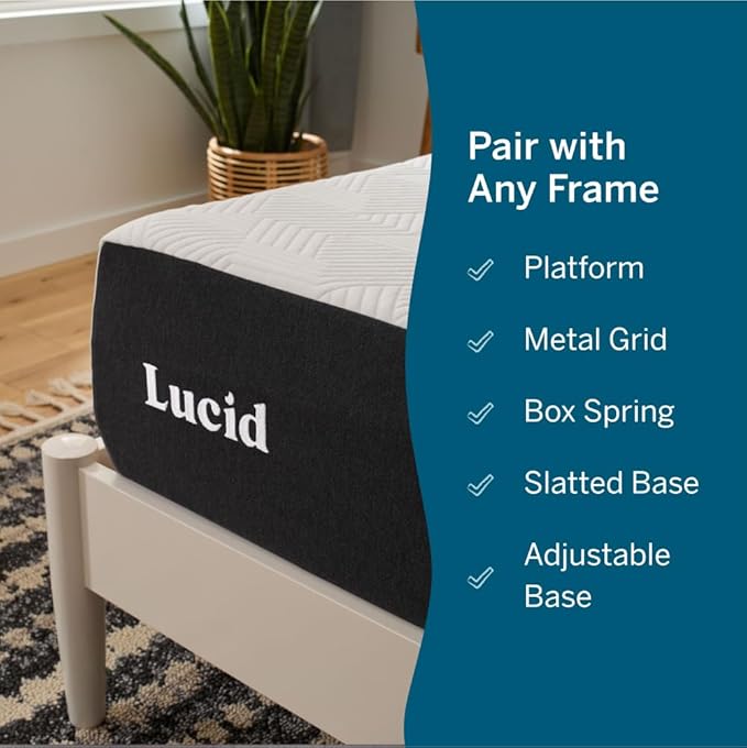 LUCID 10 Inch Memory Foam Mattress - Medium Feel - Infused with Bamboo Charcoal and Gel - Bed in a Box - Temperature Regulating - Pressure Relief - Breathable - Twin Size - LeafyLoom