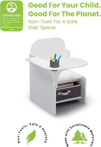 Delta Children MySize Chair Desk With Storage Bin, Bianca White - LeafyLoom