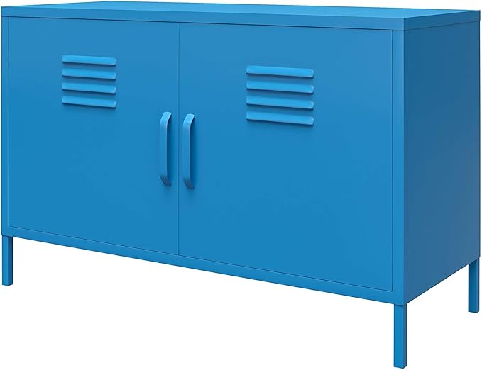 Novogratz Cache 2 Door Metal Locker Accent Storage Cabinet, Blue - LeafyLoom