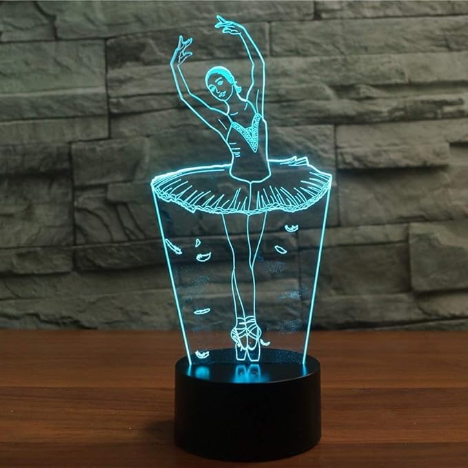 FXUS 3D Ballet Dancer Girl Lamp Night Light 16 Color Change LED Remote Control Table Desk Lamp Home Decoration Toy Birthday Xmas Kid Children Gift - LeafyLoom