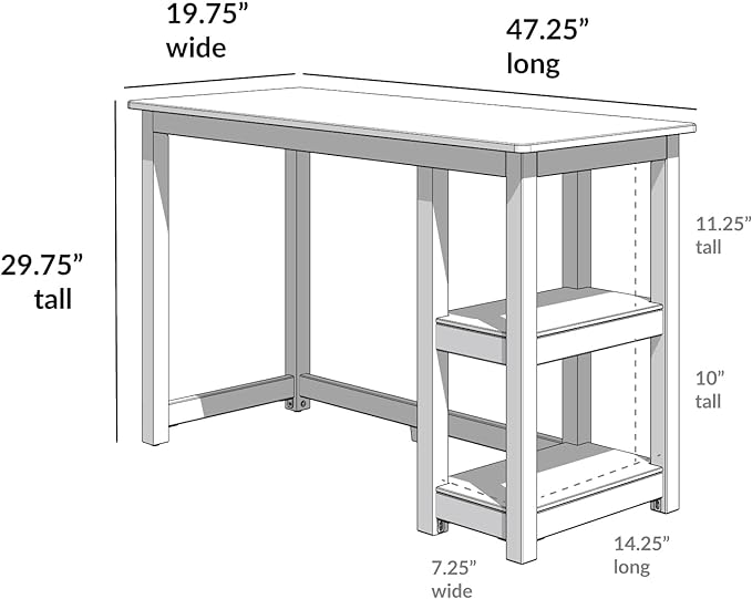 Max & Lily Solid Wood Desk With Shelves, 47 Inches, Espresso - LeafyLoom